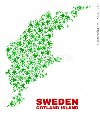 Cannabis Leaves Collage Gotland Island Map 53020758