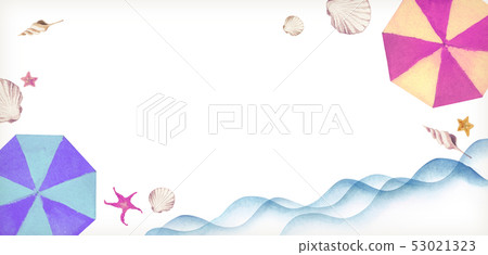 夏天背景框架海灘水彩例證 53021323