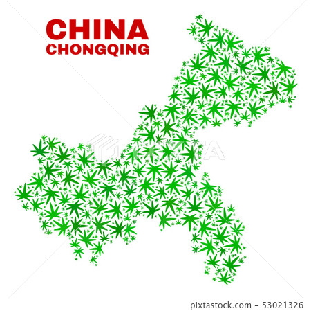 Hemp Leaves Mosaic Chongqing City Map Hemp Leaves Mosaic Chongqing City Map 53021326