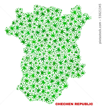 Marijuana Leaves Mosaic Chechen Republic Map 53021345