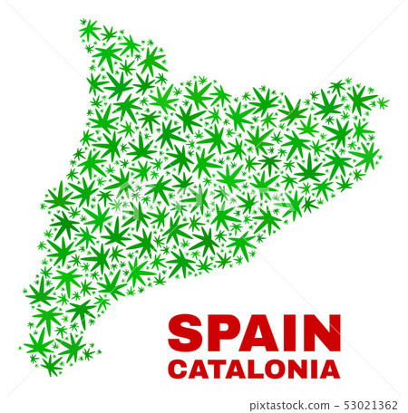 Marijuana Leaves Collage Catalonia Map 53021362