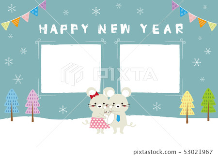2020 photo frame new year's card birth report blue 2020 photo frame new year's card birth report blue 53021967