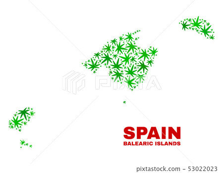 Hemp Leaves Mosaic Balearic Islands Map 53022023