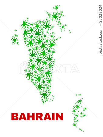 Hemp Leaves Collage Bahrain Map 53022024
