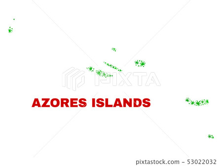 Cannabis Leaves Mosaic Azores Islands Map 53022032