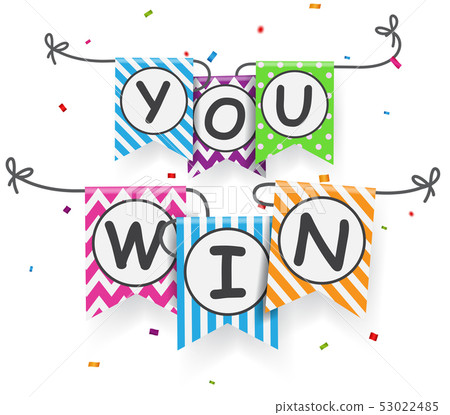 Win sign with bunting flags	 53022485