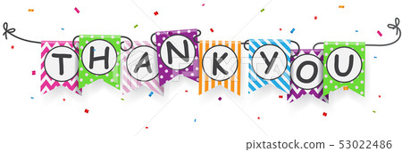 Thank you banner with bunting flags Thank you banner with bunting flags 53022486
