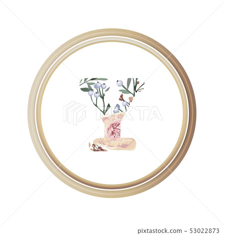 Floral alphabet Y of romance greeting card.  53022873