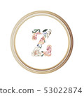 Floral alphabet Z of romance greeting card.  53022874