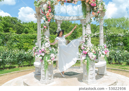 Rose garden Women expressing joy Rose flower Rose Flower garden Rose garden Women expressing joy Rose flower Rose Flower garden 53022936