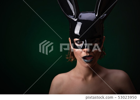 Sexy girl in a black bunny mask 53023950