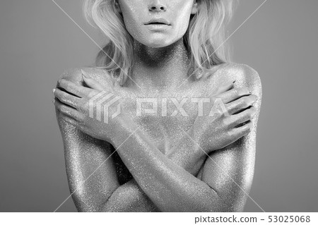 Beautiful Young Woman with Sparkles on her body Beautiful Young Woman with Sparkles on her body 53025068