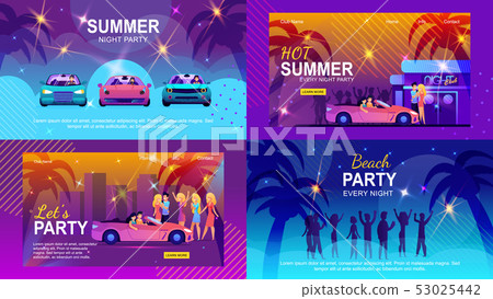 Colorful Banners Set Inviting to Summer Adventure 53025442