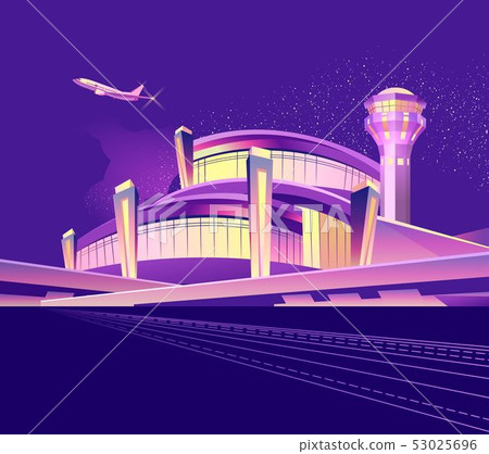 Night neon airport 53025696