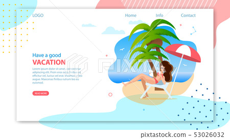 Cartoon Flat Landing Page for Online Travel Agency 53026032