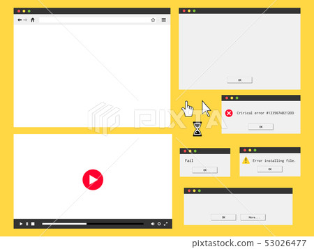 Flat browser window, audio player, error message Flat browser window, audio player, error message 53026477