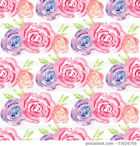 Hand-painted watercolor floral rose Pattern Hand-painted watercolor floral rose Pattern 53026708