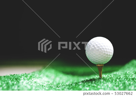 Close up of Golf ball on tee ready to be shot 53027662