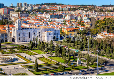 Lisbon, Portugal Jeronimos Monastery aerial view 53029502