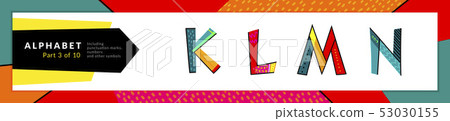 Font and alphabet. Vector stylized colorful k, l, m, n letters set. Typography design and Font and alphabet. Vector stylized colorful k, l, m, n letters set. Typography design and 53030155