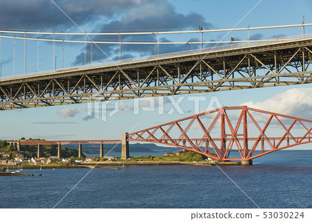 Older Forth Road bridge and the iconic Forth Rail 53030224