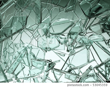 Pieces of transparent glass broken or cracked Pieces of transparent glass broken or cracked 53045359