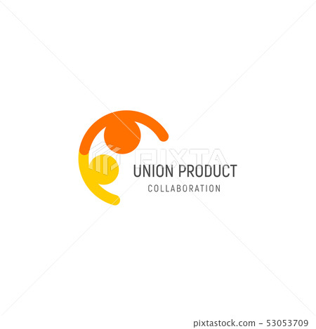 Isolated union illustration. Friendly people holding hands logo. Collaboration logotype. Human Isolated union illustration. Friendly people holding hands logo. Collaboration logotype. Human 53053709