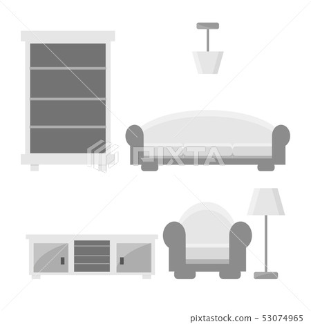 Set of furniture in one style, flat icon. - Stock Illustration ...