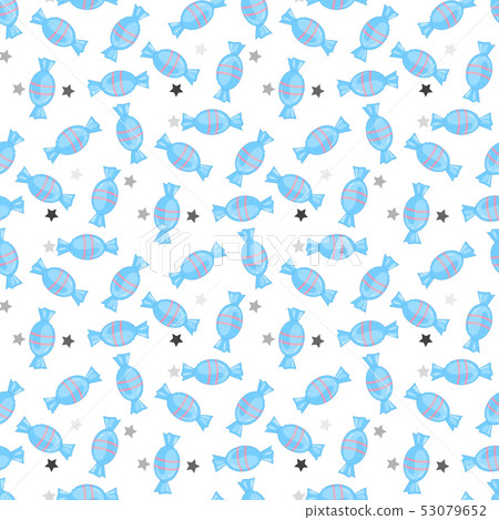 Vector seamless pattern with blue cartoon candy Vector seamless pattern with blue cartoon candy 53079652