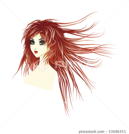 Girl with long red hair - Stock Illustration [53086351] - PIXTA