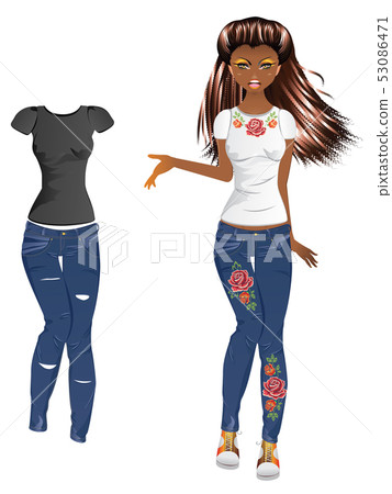 Girl in Embroidered Tshirt 53086471