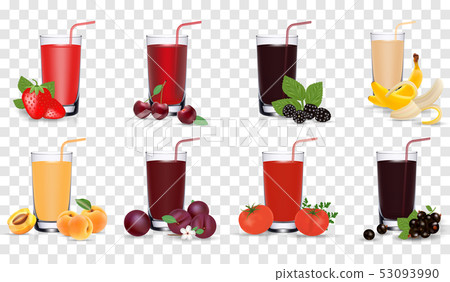 Set of tasty fresh squeezed juices. Vector... - Stock Illustration ...