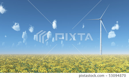 Wind turbine in a field of sunflowers 53094870
