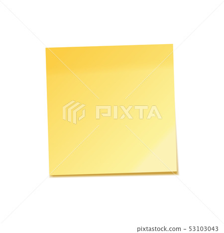 Realistic sticky note with shadow. Yellow paper. Message on notepaper. Reminder. Vector illustration 53103043