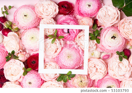 Flowers flat lay composition 53103793