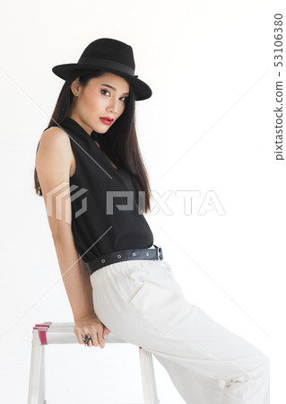 Asian model woman standing and pompous.. Asian model woman standing and pompous.. 53106380