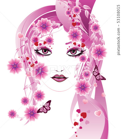 Pink floral girl 53108015