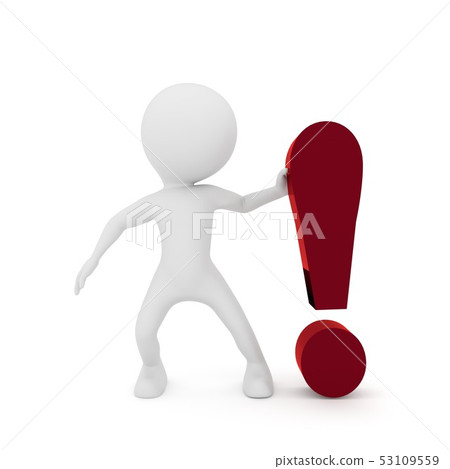 Red exclamation mark stickman 3d 53109559