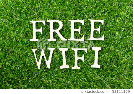 Wood alphabet letter in word free wifi 53111309