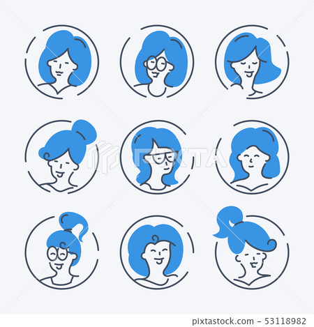 Simple set of womans avatars 53118982