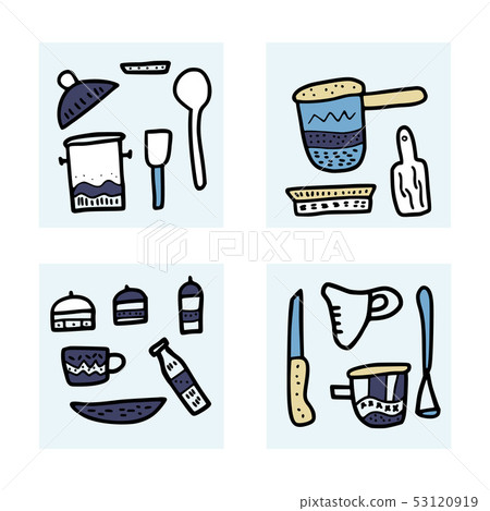 Set of vector kitchen equipments in doodle style. Set of vector kitchen equipments in doodle style. 53120919