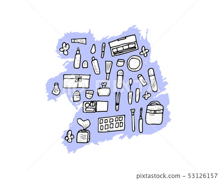 Set of cosmetic items. Collection of beauty tools. 53126157