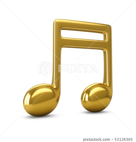 3d Rendering Golden Music Note isolated on white 53126305