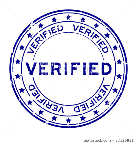 Grunge blue verified word with star icon stamop Grunge blue verified word with star icon stamop 53126981