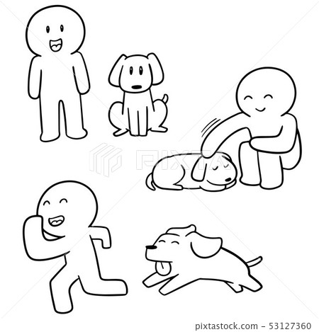 vector set of man and dog 53127360