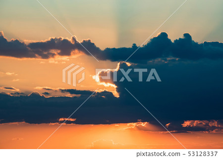 Beautiful dramatic sunrise skyscape background with clouds 53128337