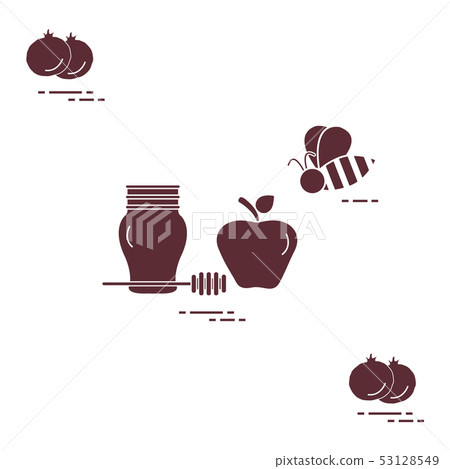 Apple in honey in Rosh Hashanah, pomegranate, bee 53128549