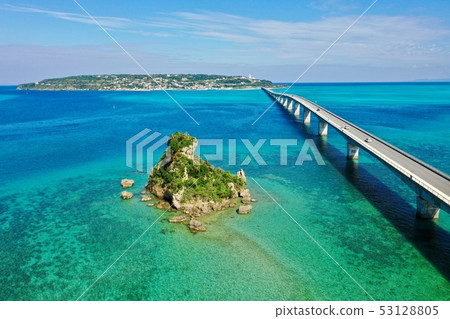 Aerial view 02 of Okinawa remote island, Kouri island and Kouri bridge Aerial view 02 of Okinawa remote island, Kouri island and Kouri bridge 53128805