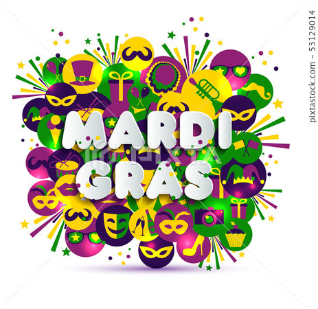 Illustration of Carnival Mardi gras on multicolors Illustration of Carnival Mardi gras on multicolors 53129014