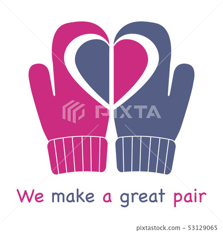 Mittens and drawing heart on them Valentine's Day Mittens and drawing heart on them Valentine's Day 53129065